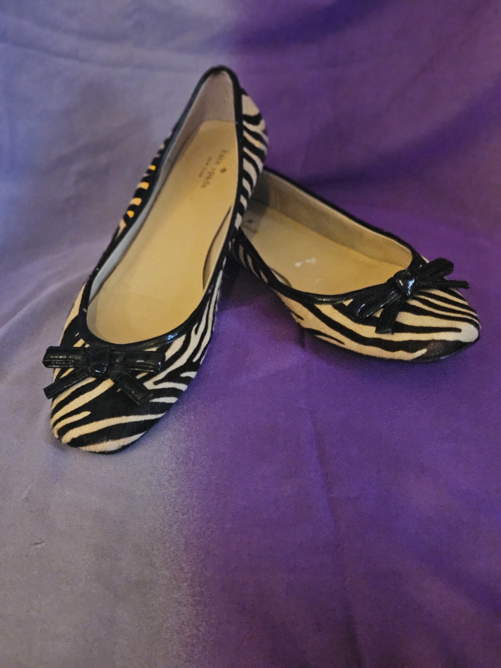 Kate Spade Zebra Print Ballet Flats with Black Trim
